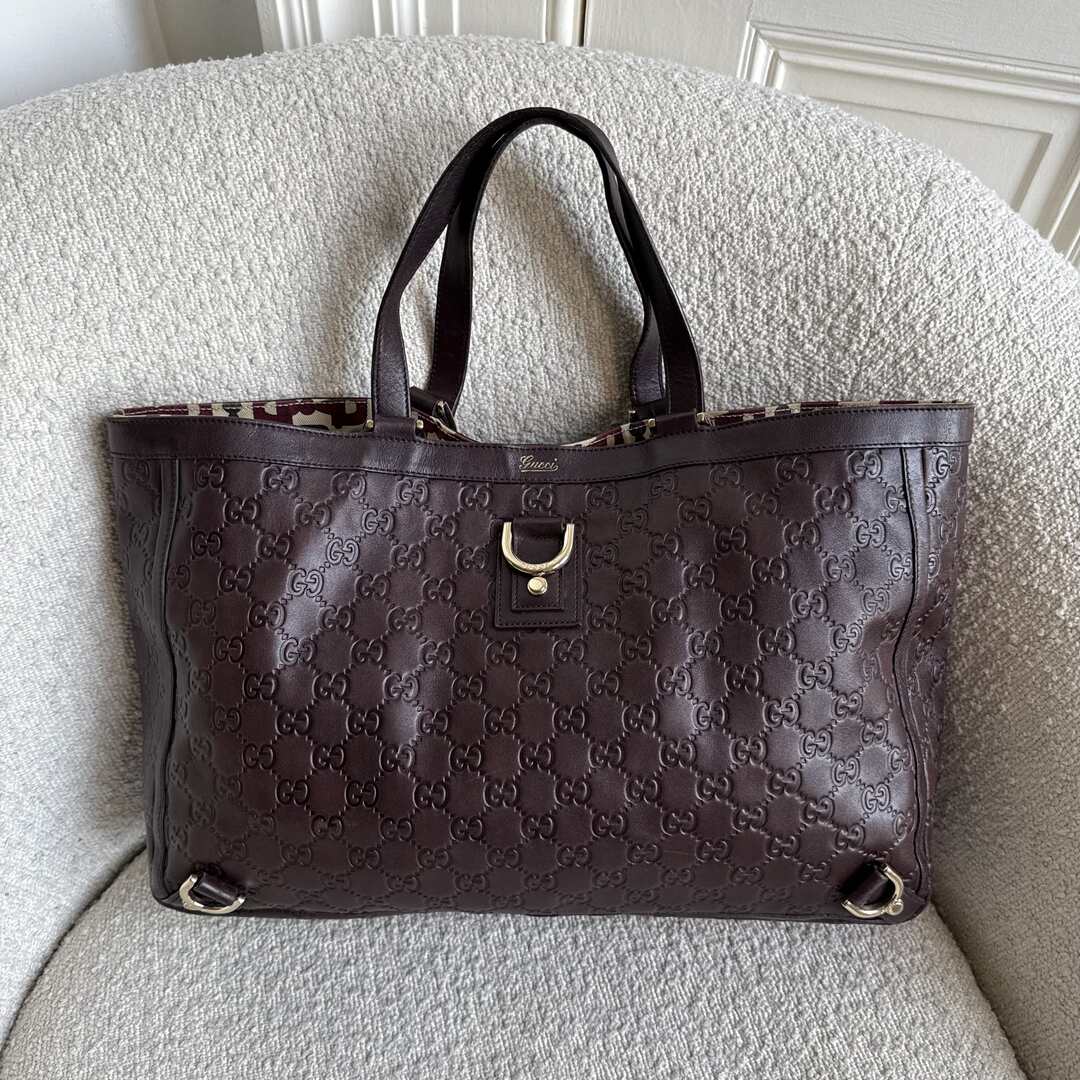 Gucci Guccissima Abbey Leather Brown Tote Bag
