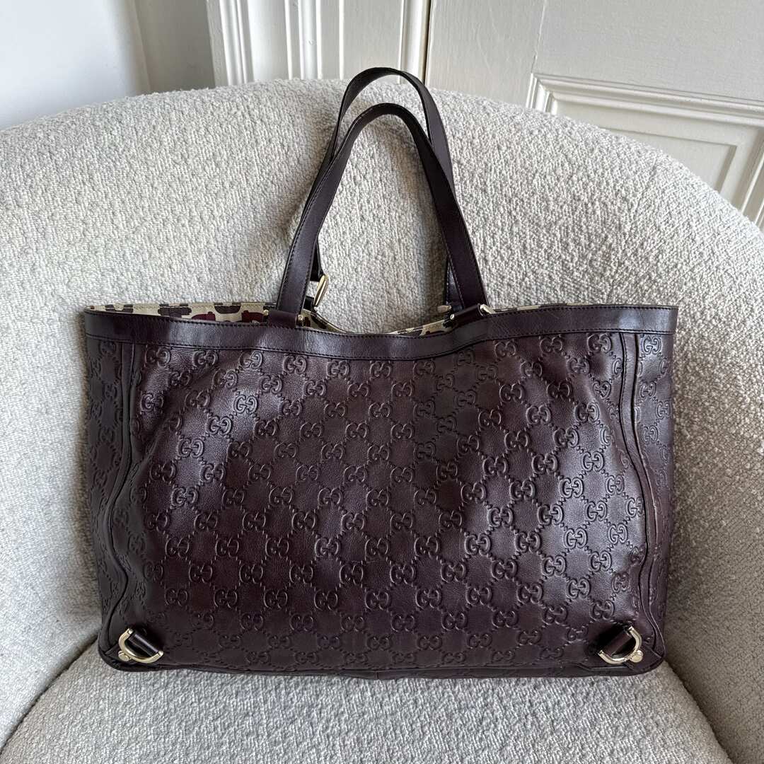 Gucci Guccissima Abbey Leather Brown Tote Bag