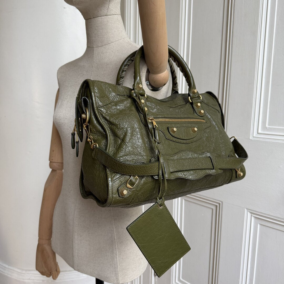 2015 Balenciaga The Giant City Leather Dark Green Bag