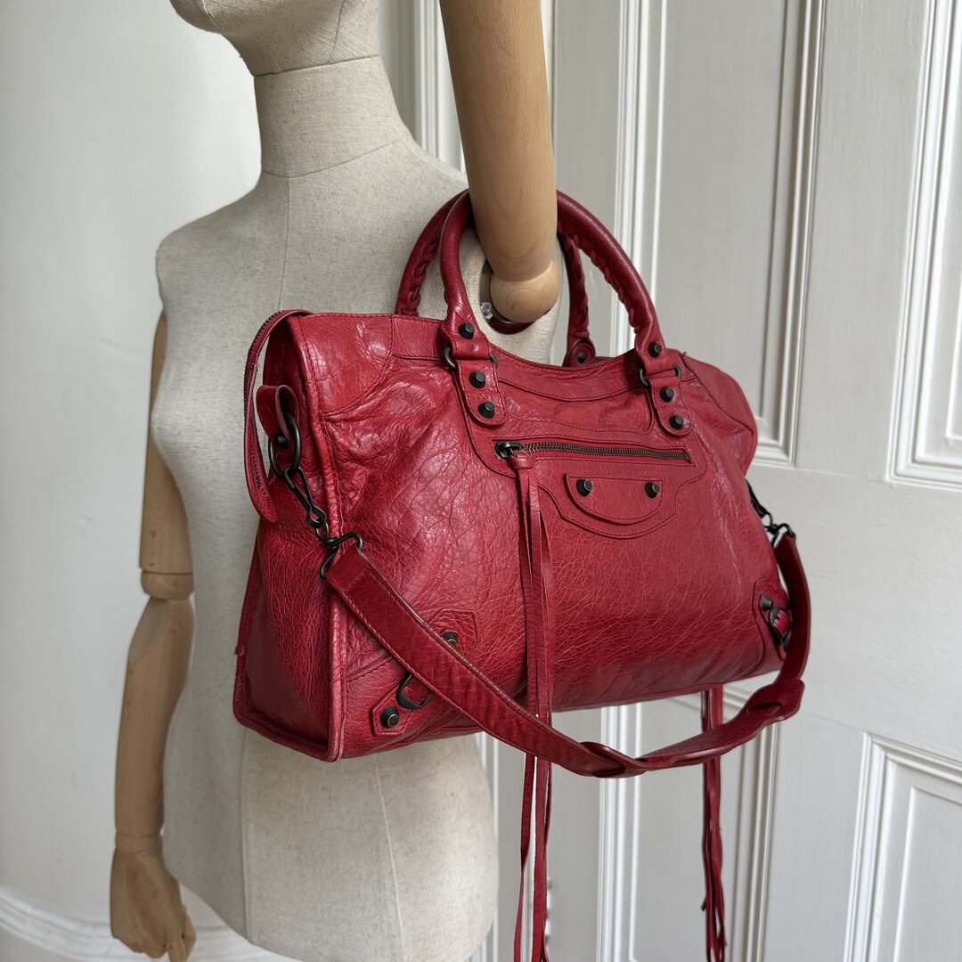 2015 Balenciaga City Leather Red Handbag