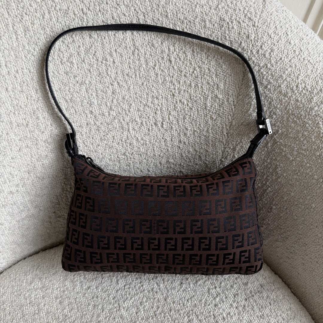 Fendi Zucchino Dark Brown Shoulder Bag