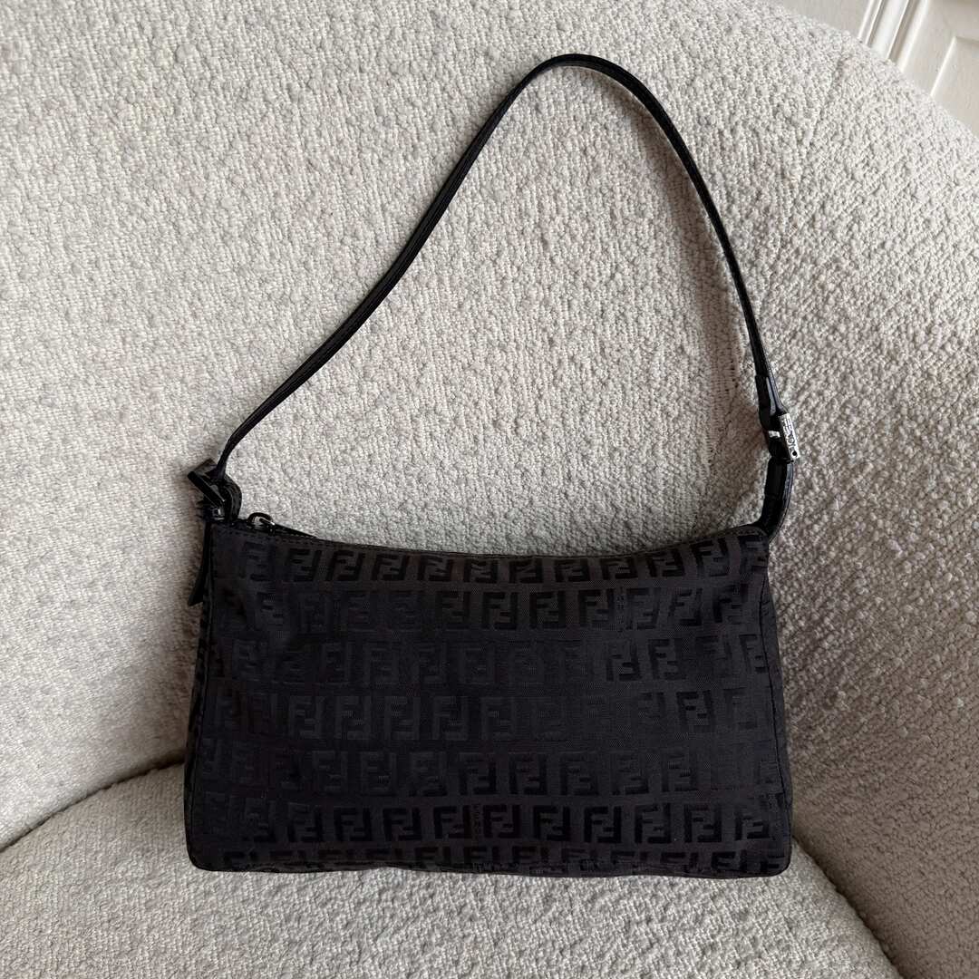 Fendi Zucchino Dark Brown Shoulder Bag