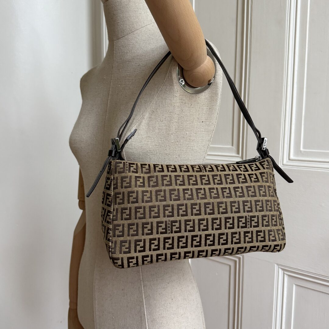Fendi Zucchino Brown Shoulder Bag