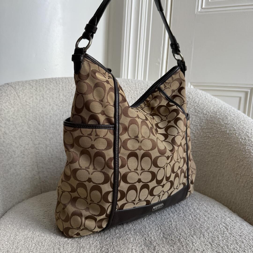 Coach Signature Hobo Brown XL Shoulder Bag