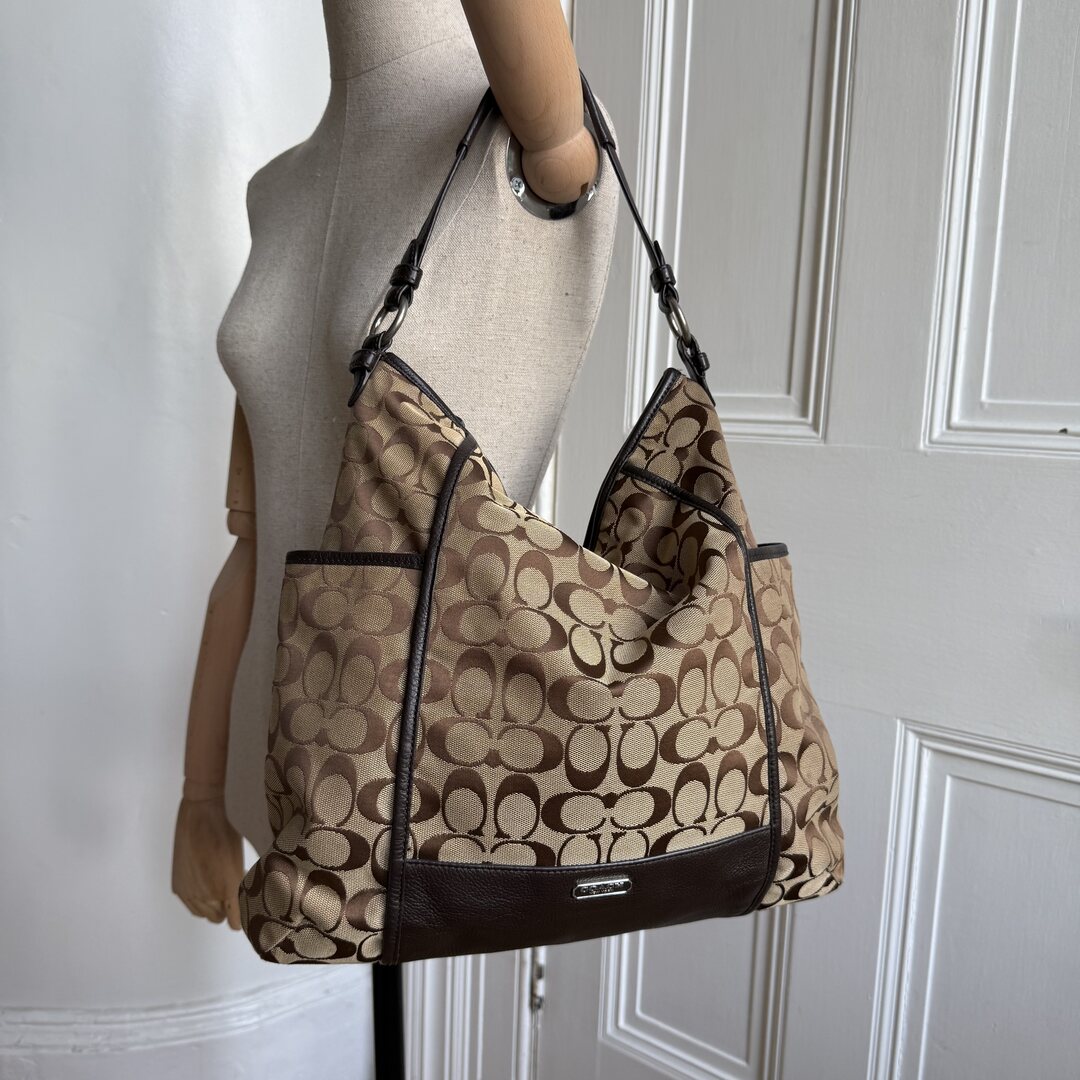 Coach Signature Hobo Brown XL Shoulder Bag