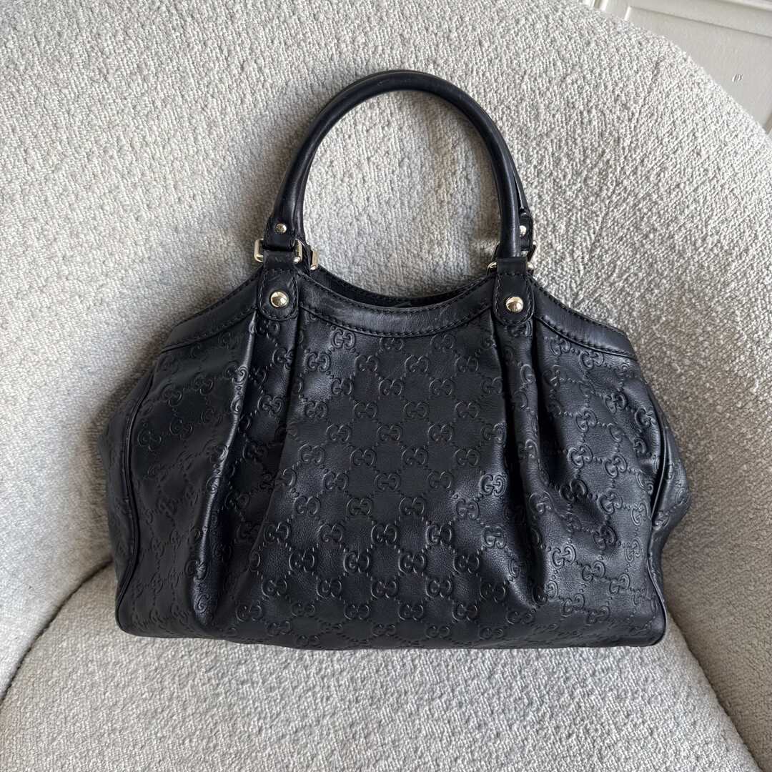 Gucci Guccissima Sukey Leather Black Tote Bag