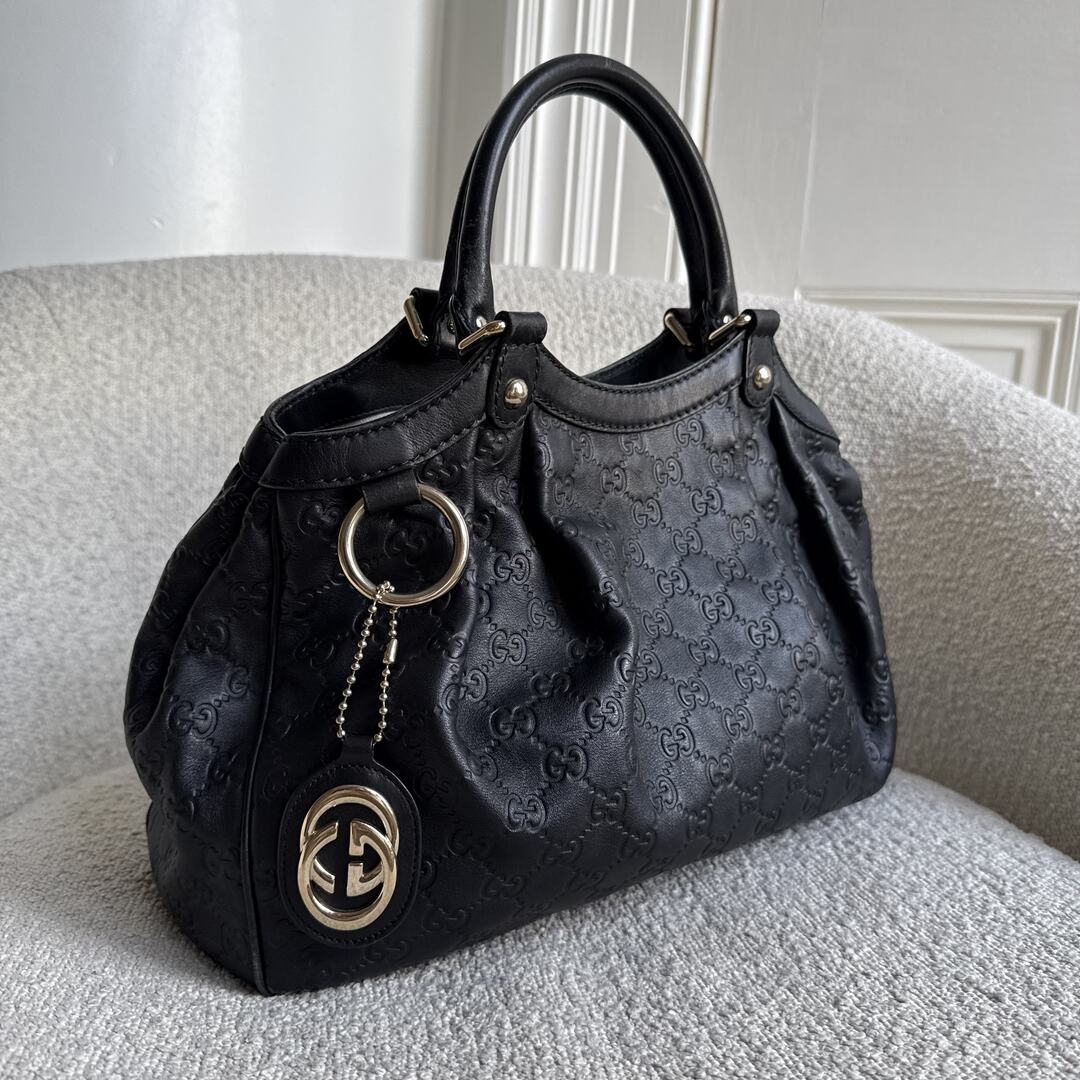 Gucci Guccissima Sukey Leather Black Tote Bag