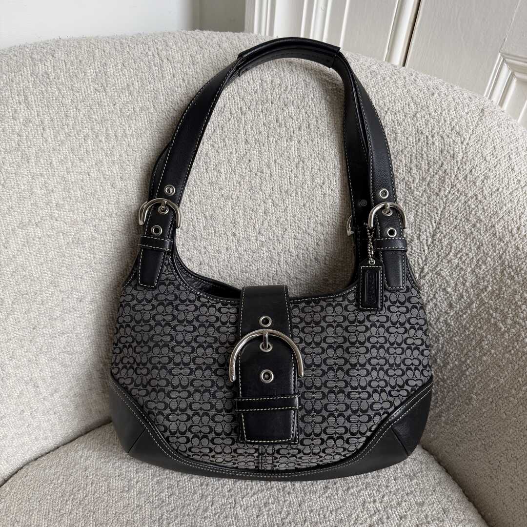 Coach Mini Signature Hobo Buckle Black Shoulder Bag