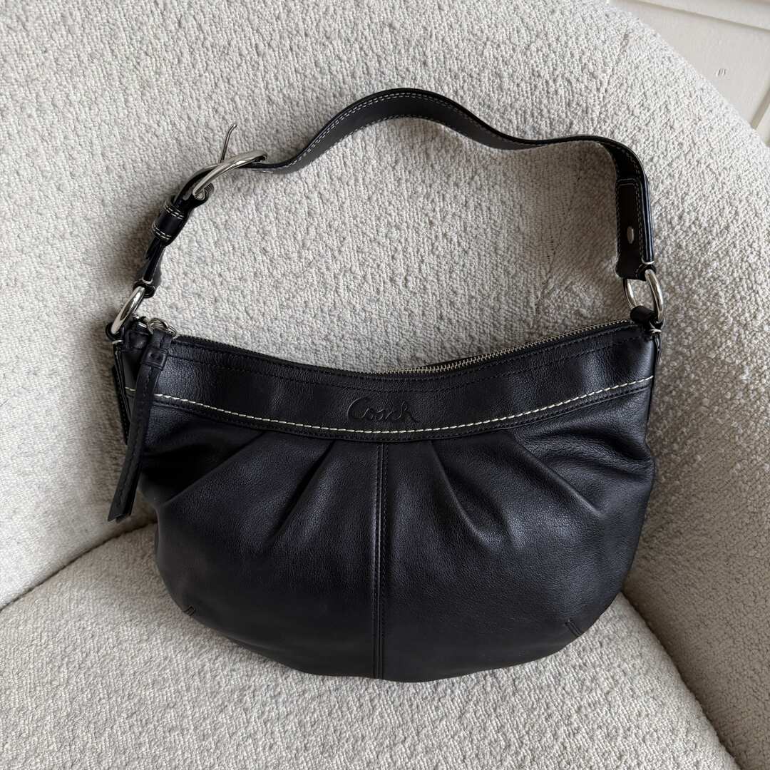 Coach Croissant Black Leather Shoulder Bag