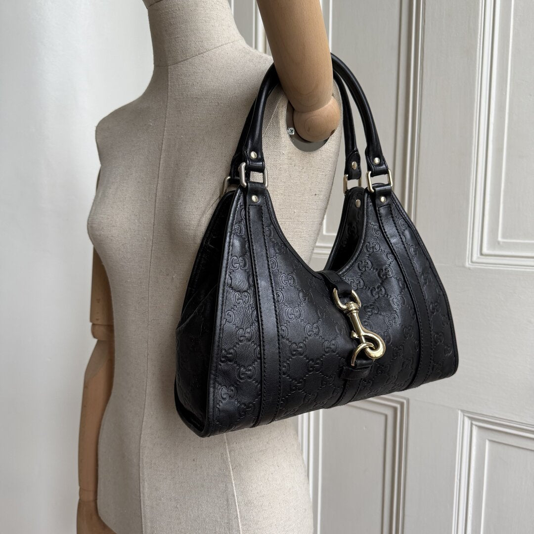 Gucci Guccissima Jackie Leather Black Shoulder Bag