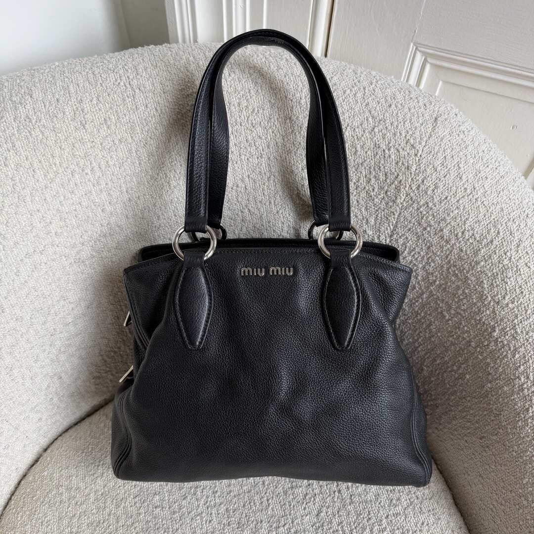 Miu Miu Vitello Leather Black Shoulder Bag