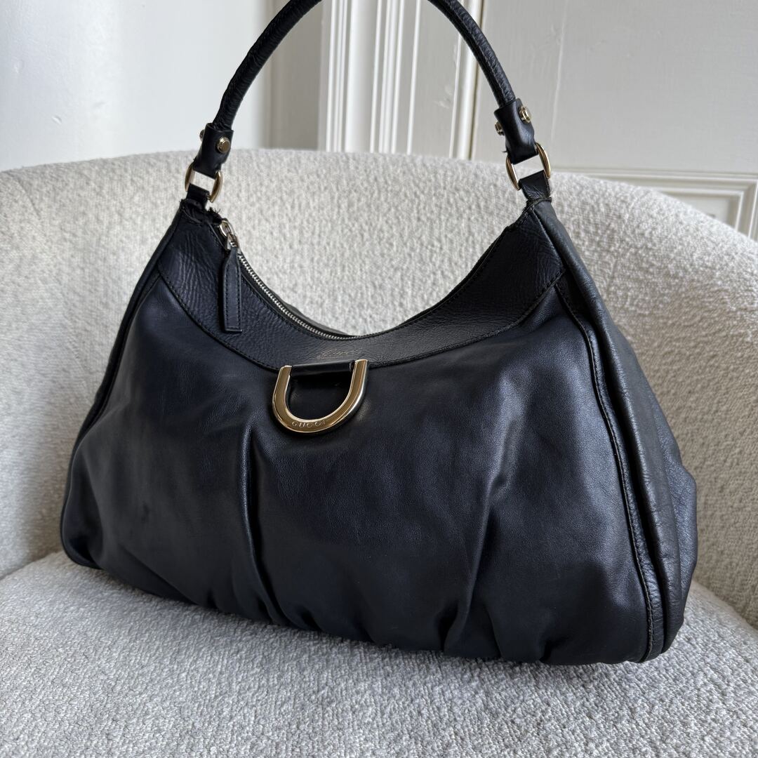 Gucci Abbey Leather Black Shoulder Bag