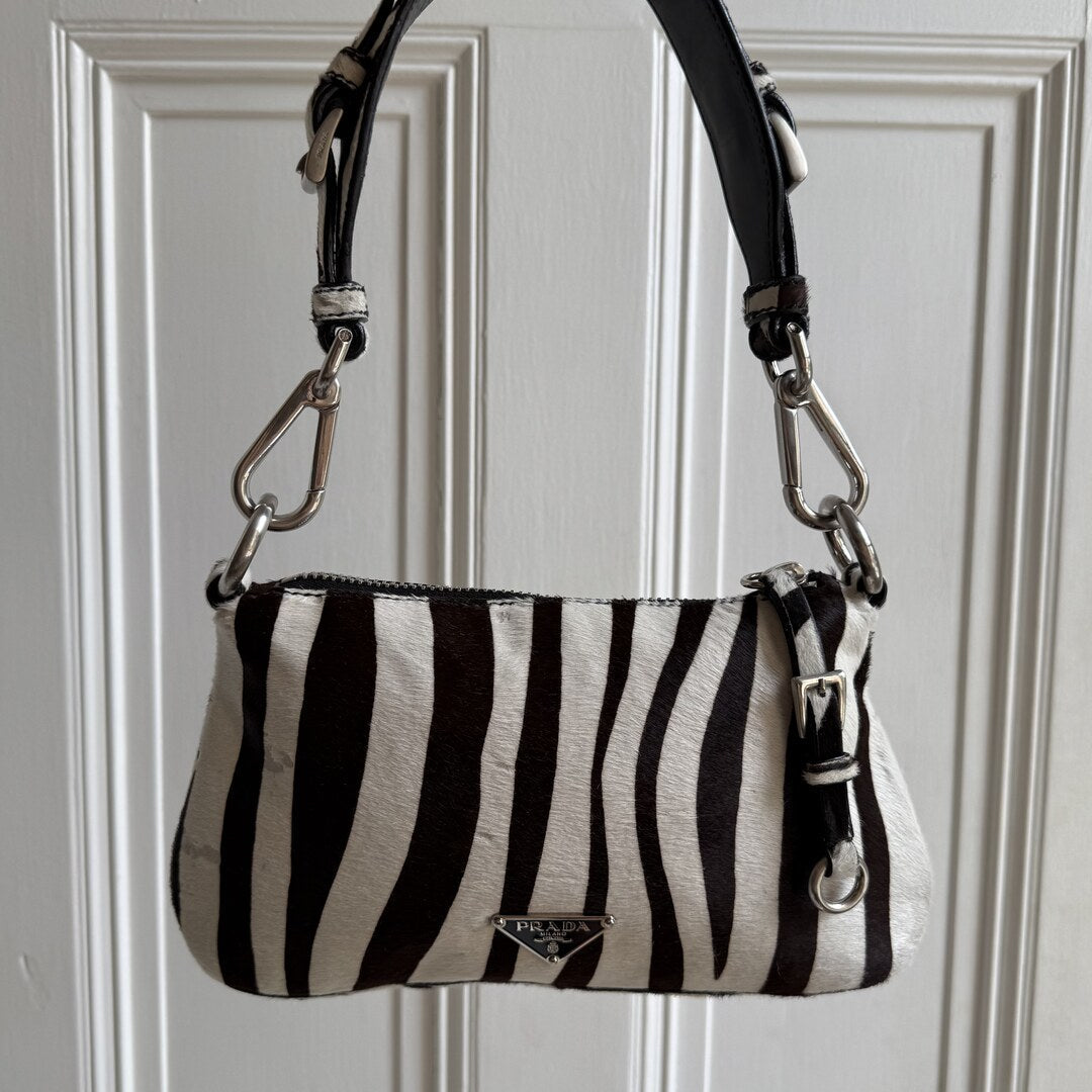 Rare Prada Zebra Pony Hair Shoulder Bag