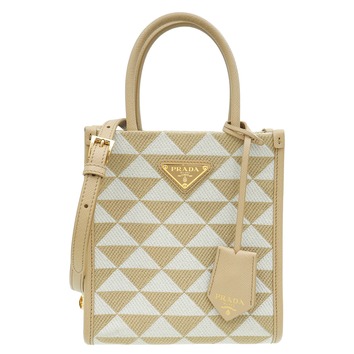 Prada Bicolor Symbole Embroidered Tote Bag