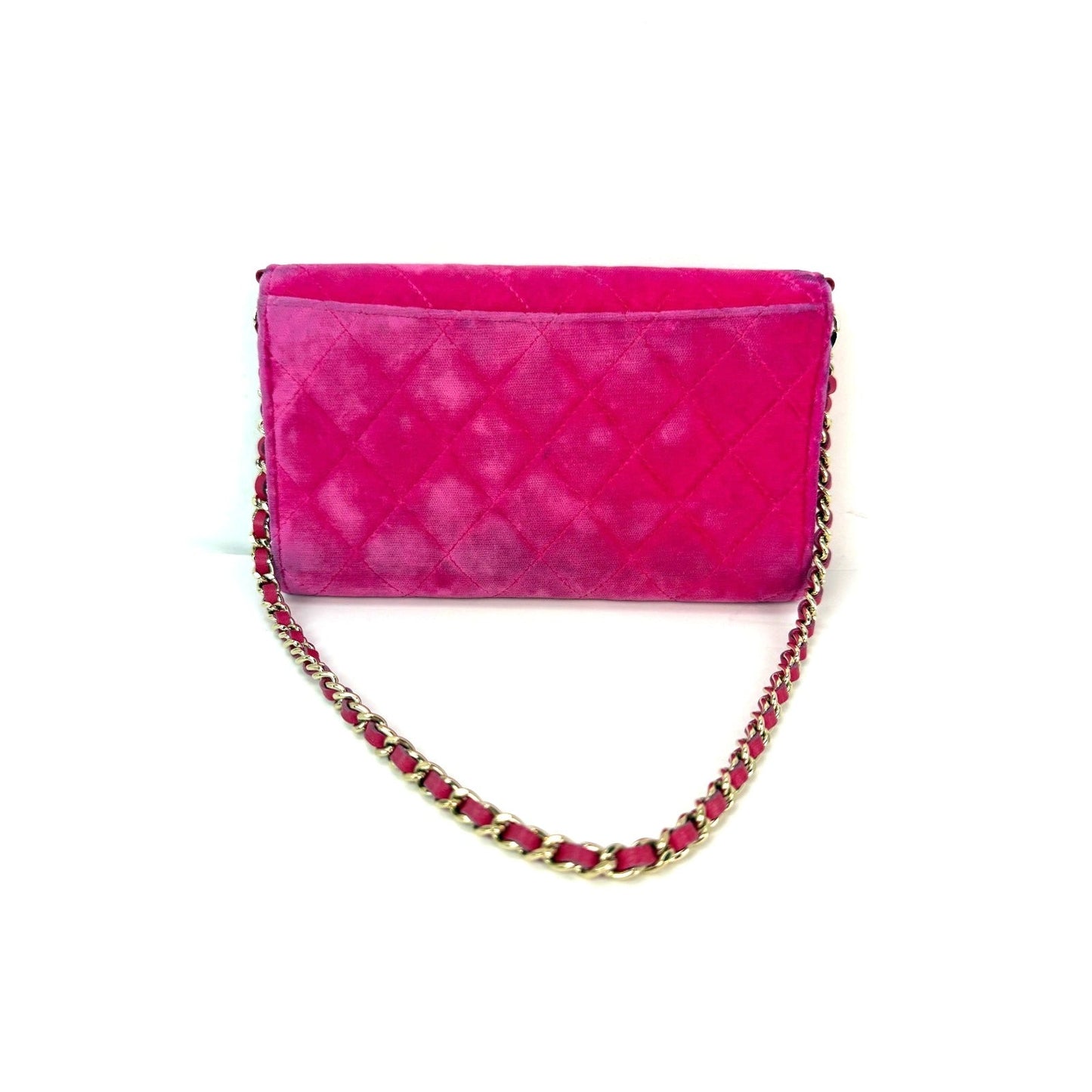 Chanel Velvet Quilted Timeless Fuchsia Wallet Chain Clutch
