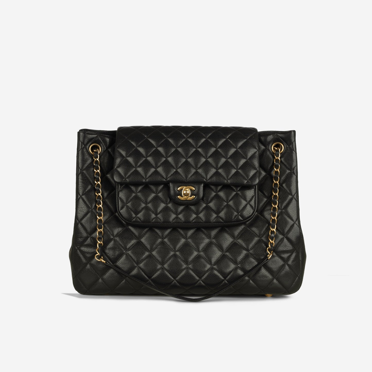 Chanel Classic Flap Shopping Tote - Black Caviar | Antique Gold Hardware