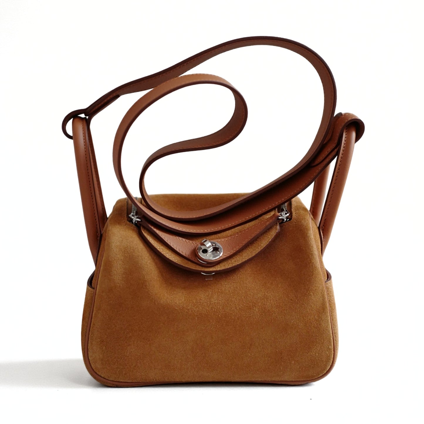 Hermès Mini Lindy II Gold Chamois Swift & Grizzly Leather with PHW K Stamp (2025)