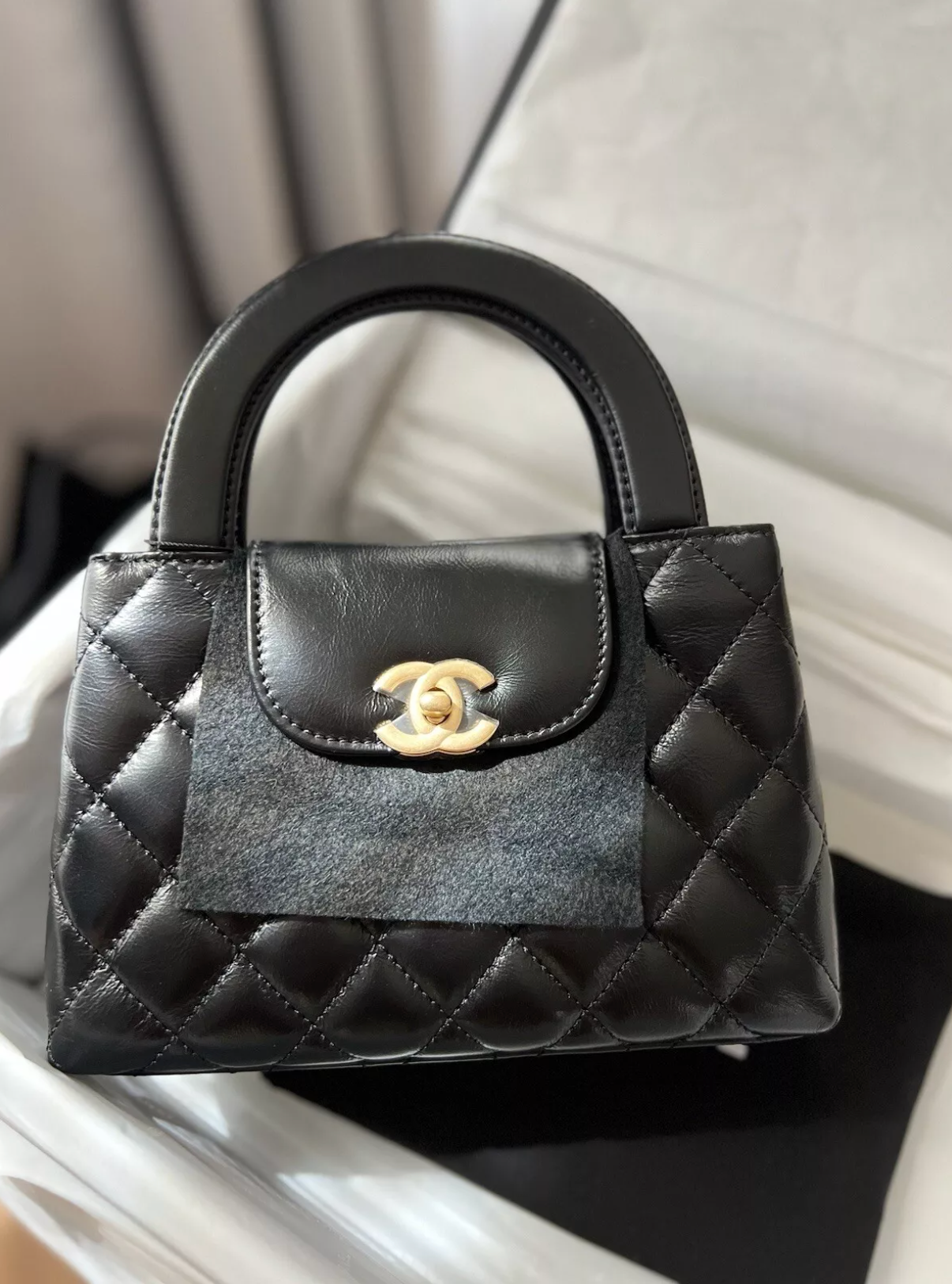 BNIB Chanel Nano Shopping Bag Shiny Calfskin Gold-Tone Black Small Size 24A