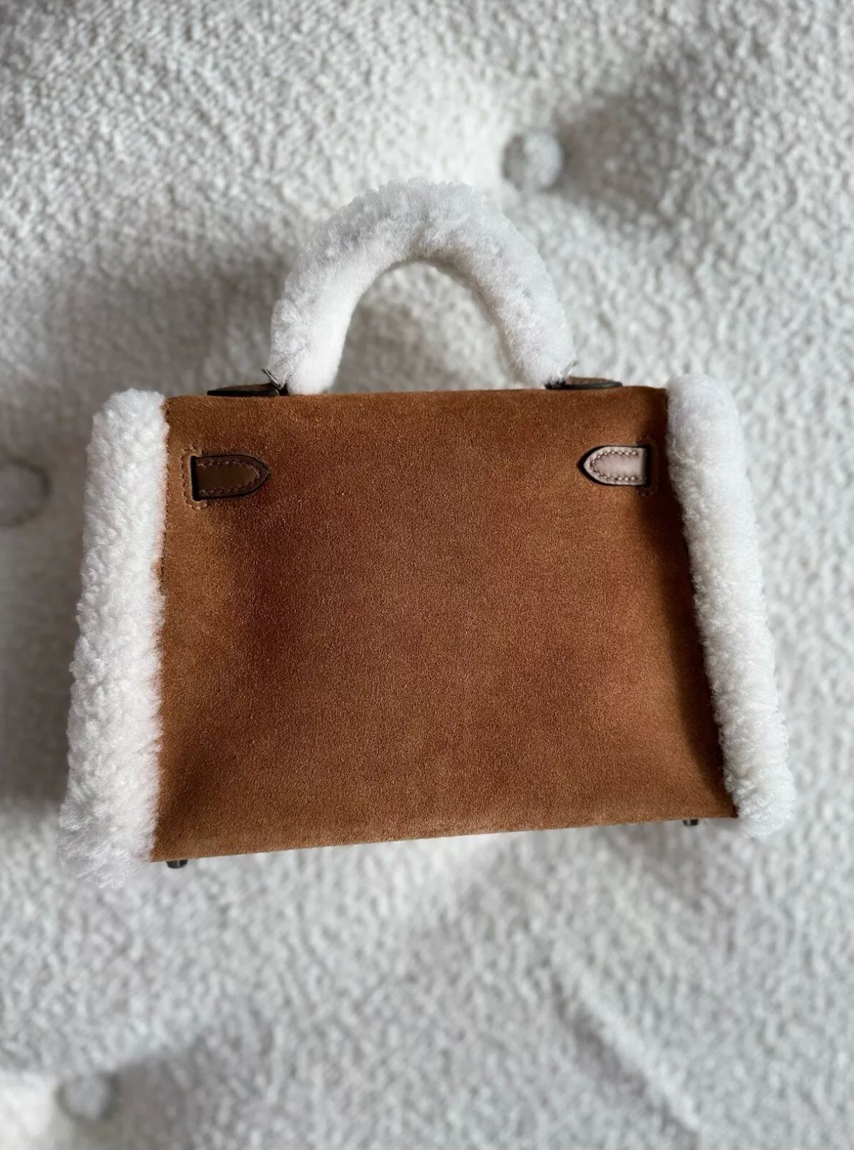 [Email Us for Payment] Hermès Kelly Mini Teddy Plush Shearling Chamois/Ecru/Alezan Palladium HW NEW