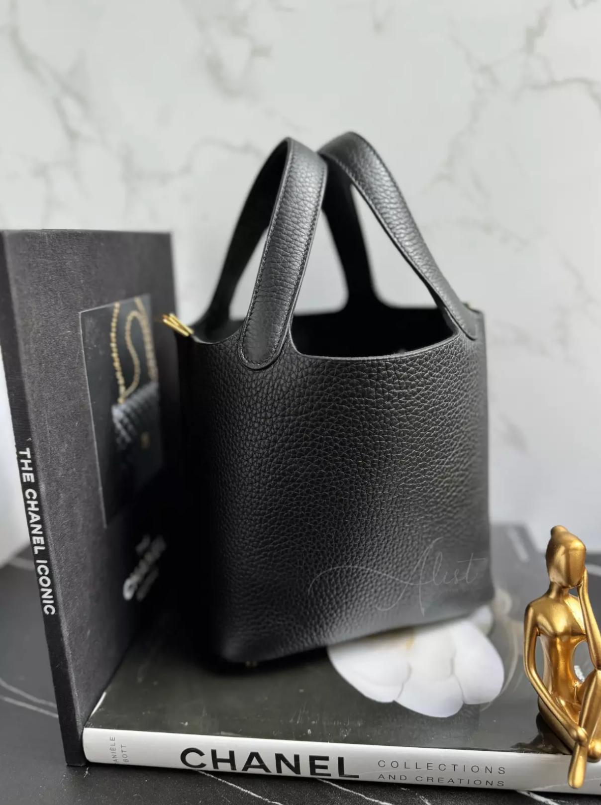BNIB HERMES Picotin 18 Clemence in Black/Noir Gold Hardware W Stamp