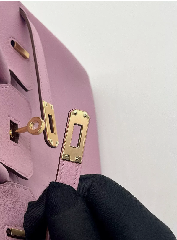 BNIB Hermes Birkin 25 Mauve Sylvestre Swift with Rose Gold HW Complete Receipt