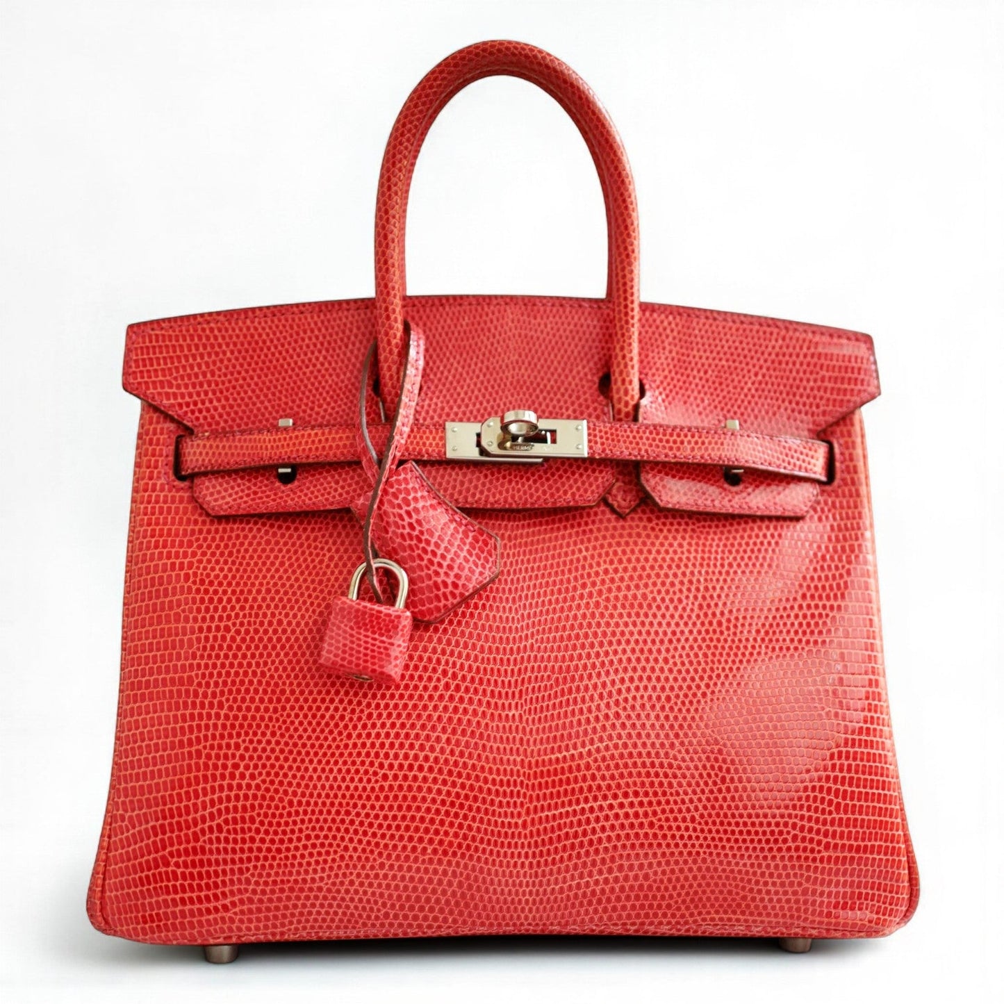Hermes Birkin 25 Lizard In Bougainvillea Red With Palladium HW