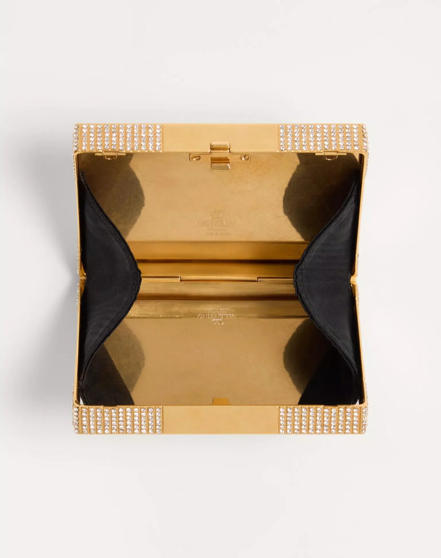 Valentino Garavani Minaumorphe Minaudière In Metal With Swarovski® Crystals And Satin Case