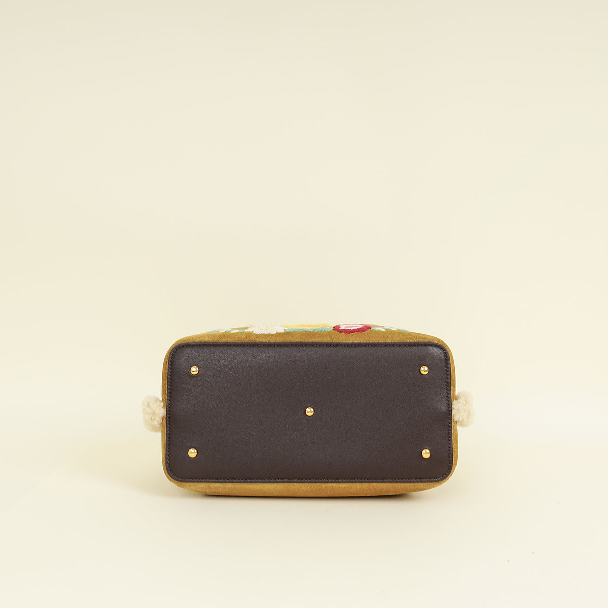 Valentino Chocolate Olive VLogo Signature Small Fur Shopping Bag