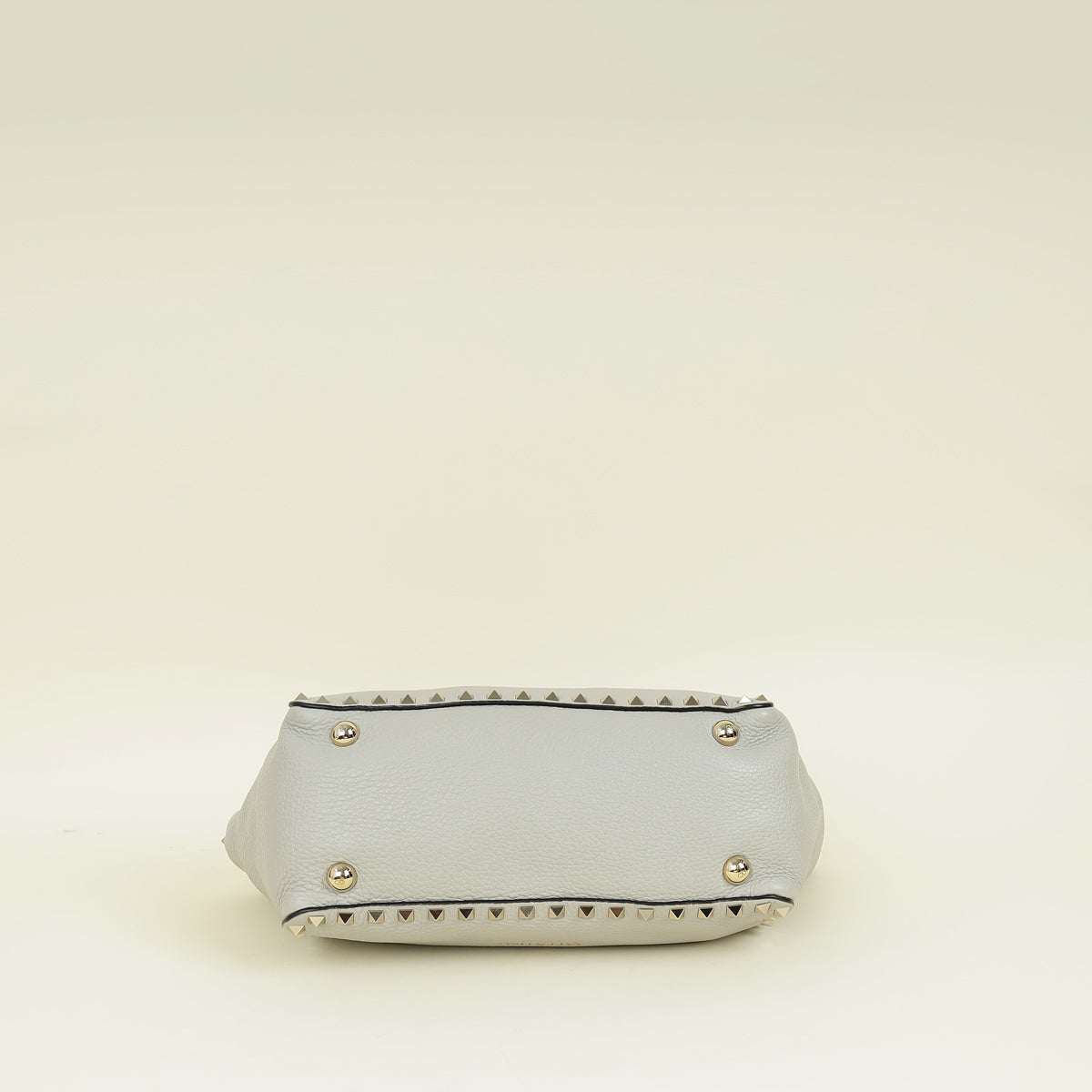 Valentino Light Grey Vitello Rockstud Handle Tote Bag