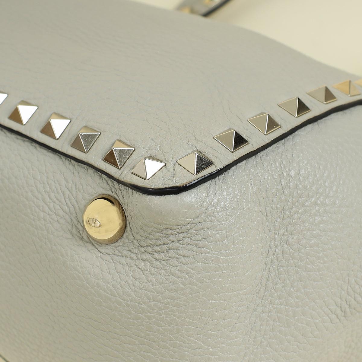 Valentino Light Grey Vitello Rockstud Handle Tote Bag