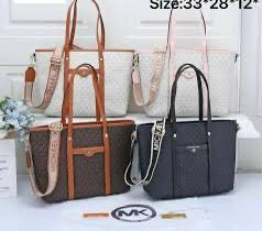MICHAEL KORS — Printed Women's Handbag 2PC Set (AAA Quality | With Dust Bag & Brand Card) (Off White)