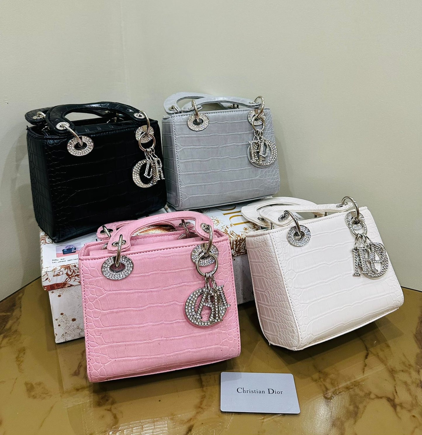 LADY DIOR-Inspired Handbag – Premium Quality Small Women Bag with Full Branding(Black)