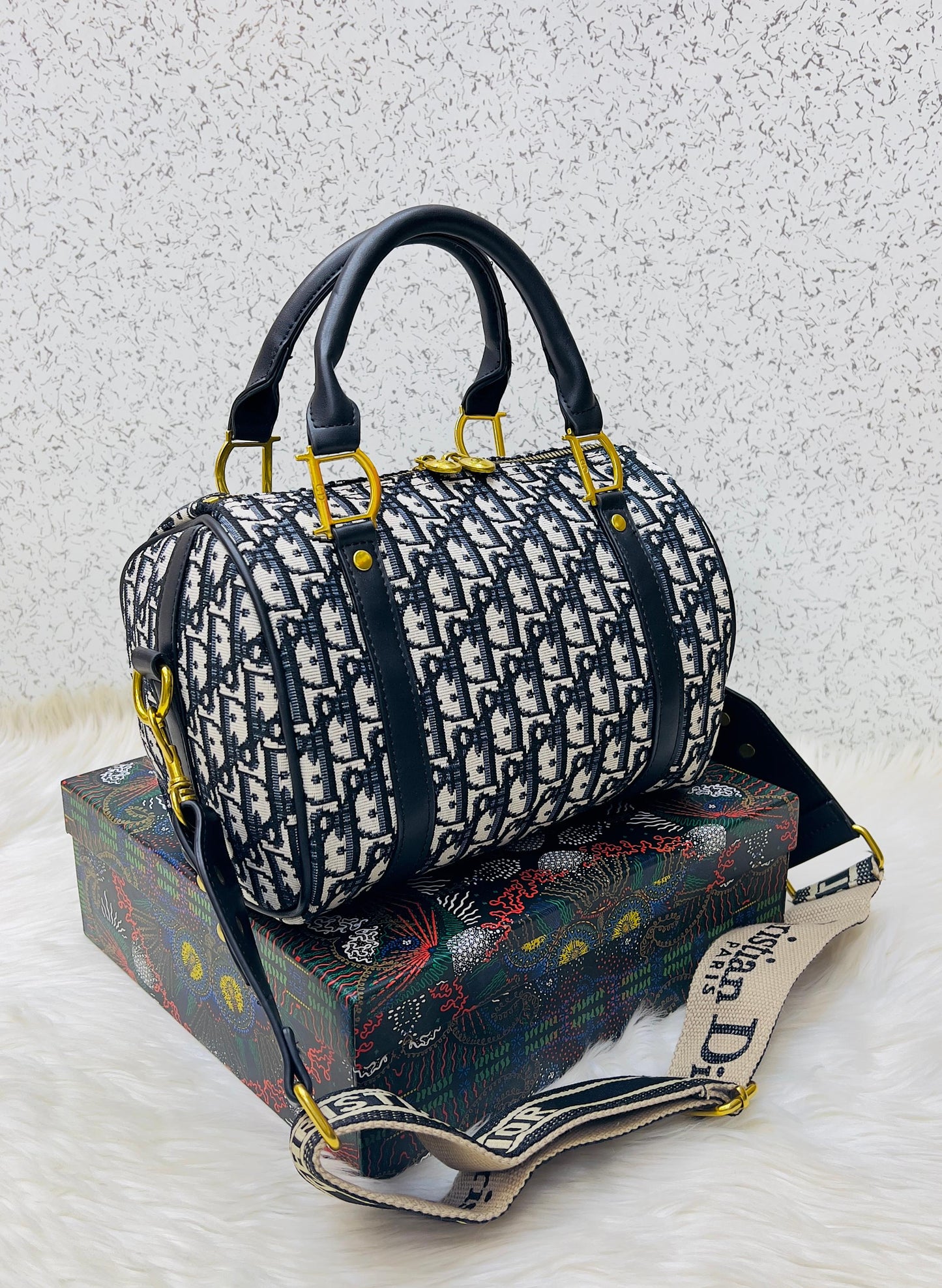 Dior Brand Duffle Women Bag – Premium Quality with Box & Dust Bag (Black)