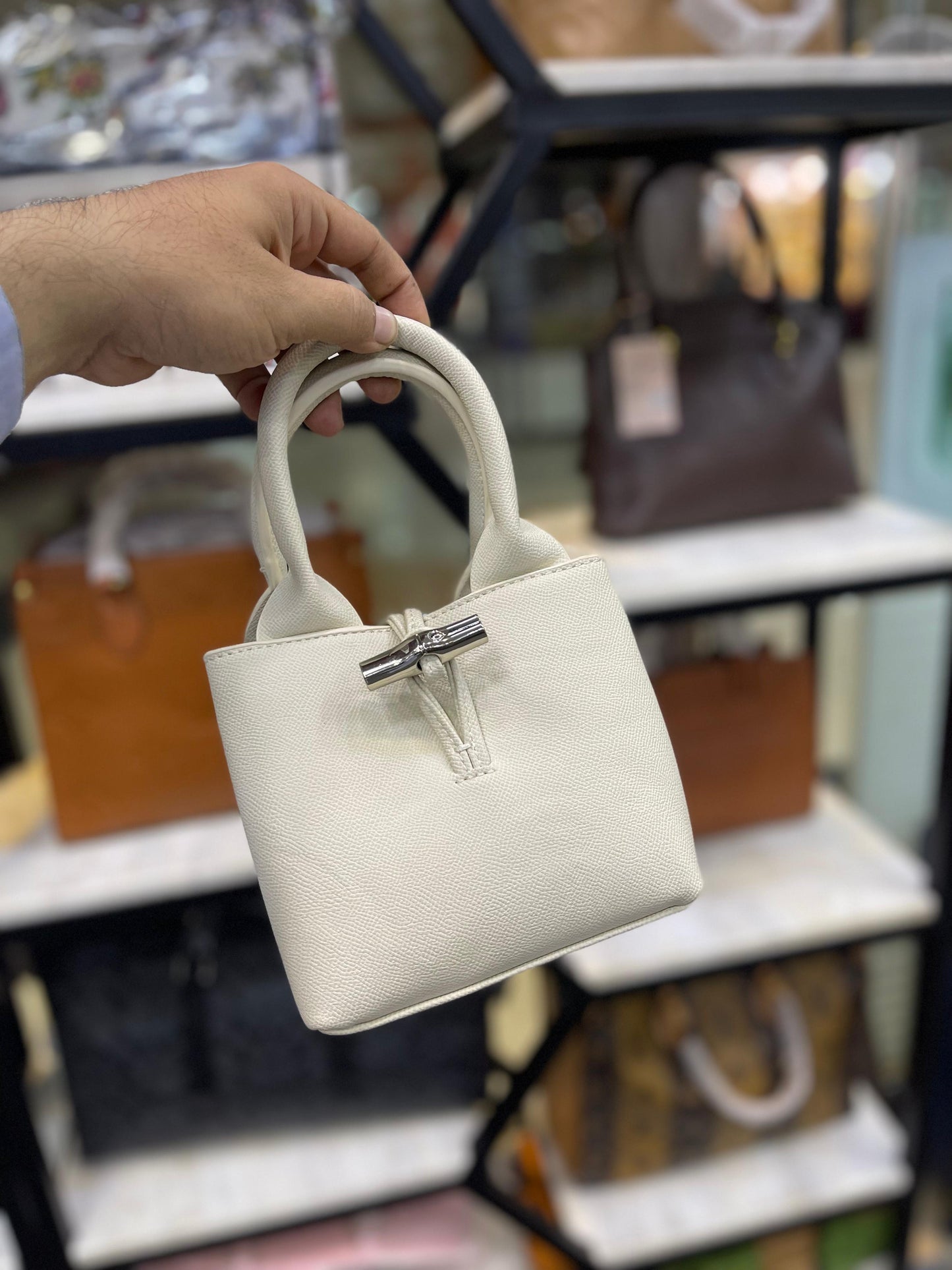 LONGCHAMP Le Roseau XS Handbag – Women Bag (Off White)