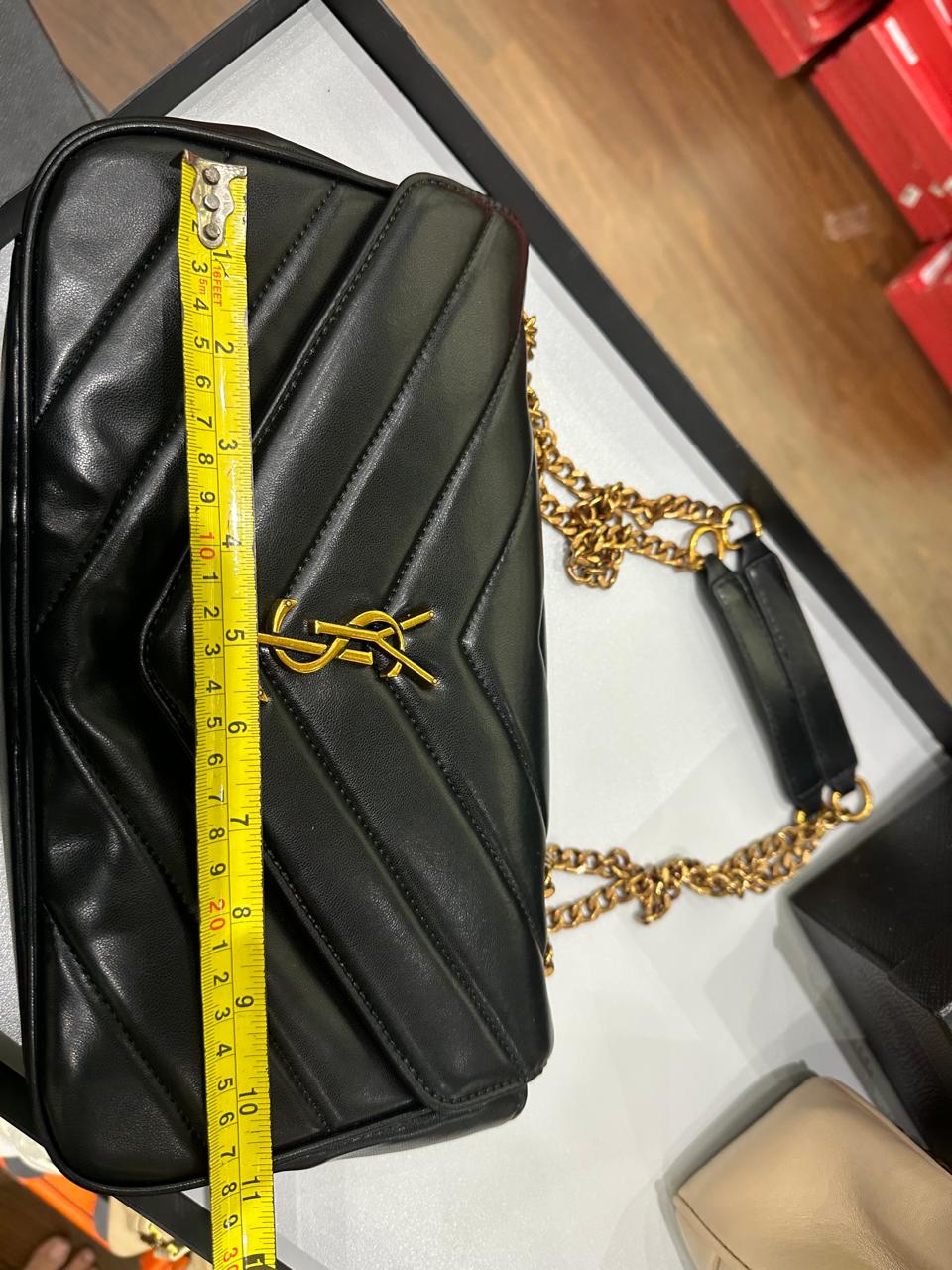 Saint Laurent Loulou Chain Bag – Women Bag in Soft Lambskin (Chevron Quilted Design) (Beige)