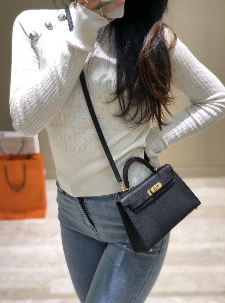 H-E-R-M-È-S Kelly 20 Mini – Elegant PU Leather Women Bag | Premium Quality (Black)