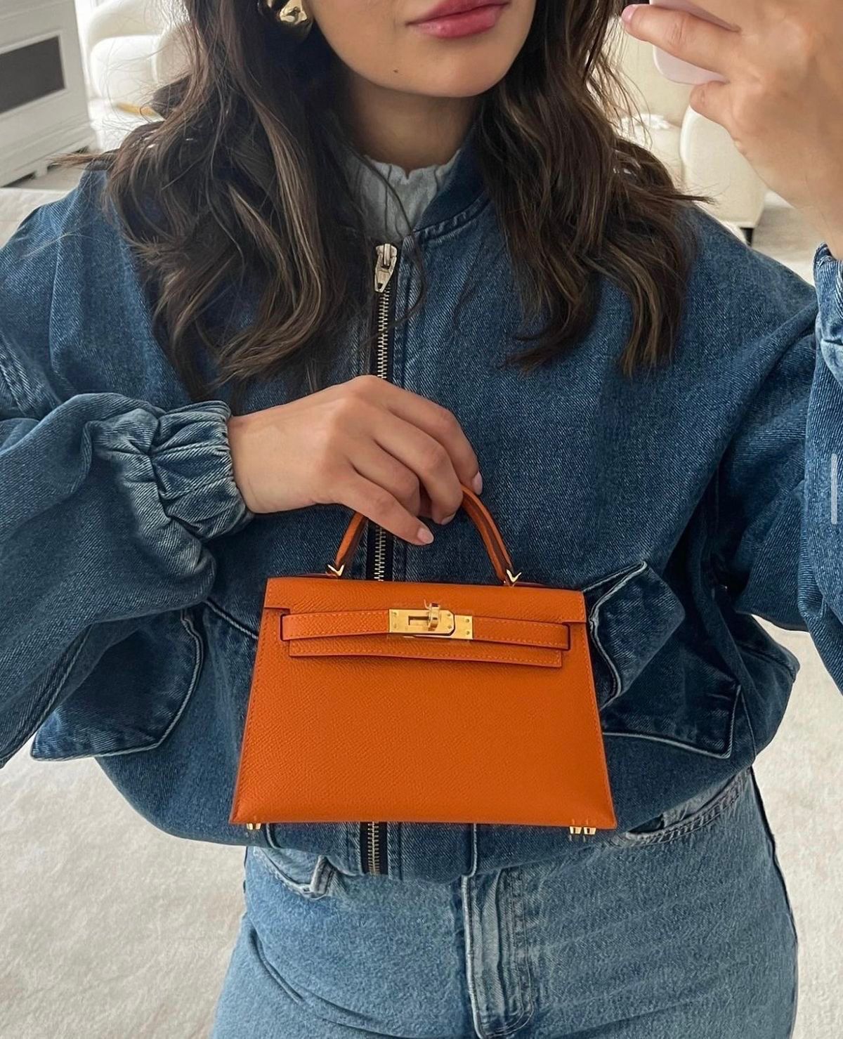 H-E-R-M-È-S Kelly 20 Mini – Elegant PU Leather Women Bag | Premium Quality (Orange)