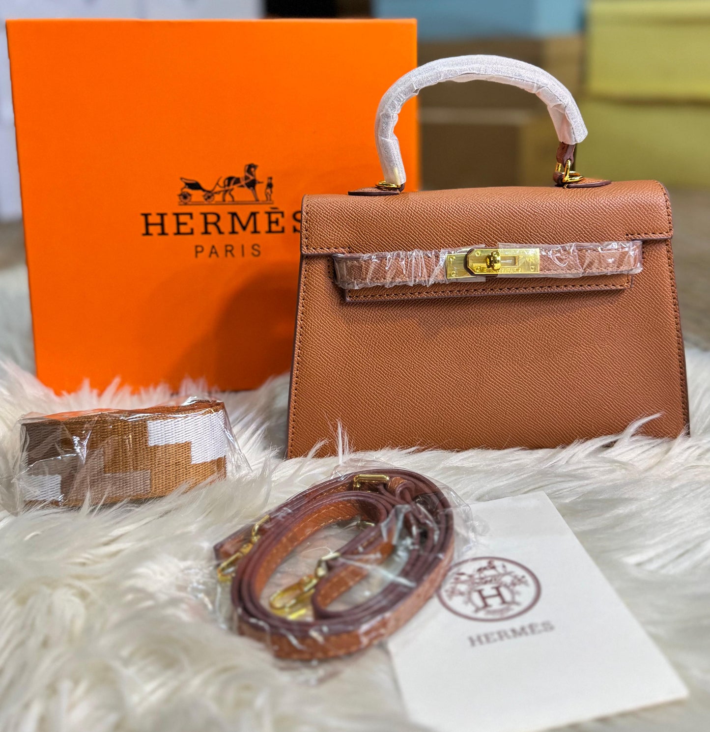 H-E-R-M-È-S Kelly 20 Mini – Elegant PU Leather Women Bag | Premium Quality (Brown)