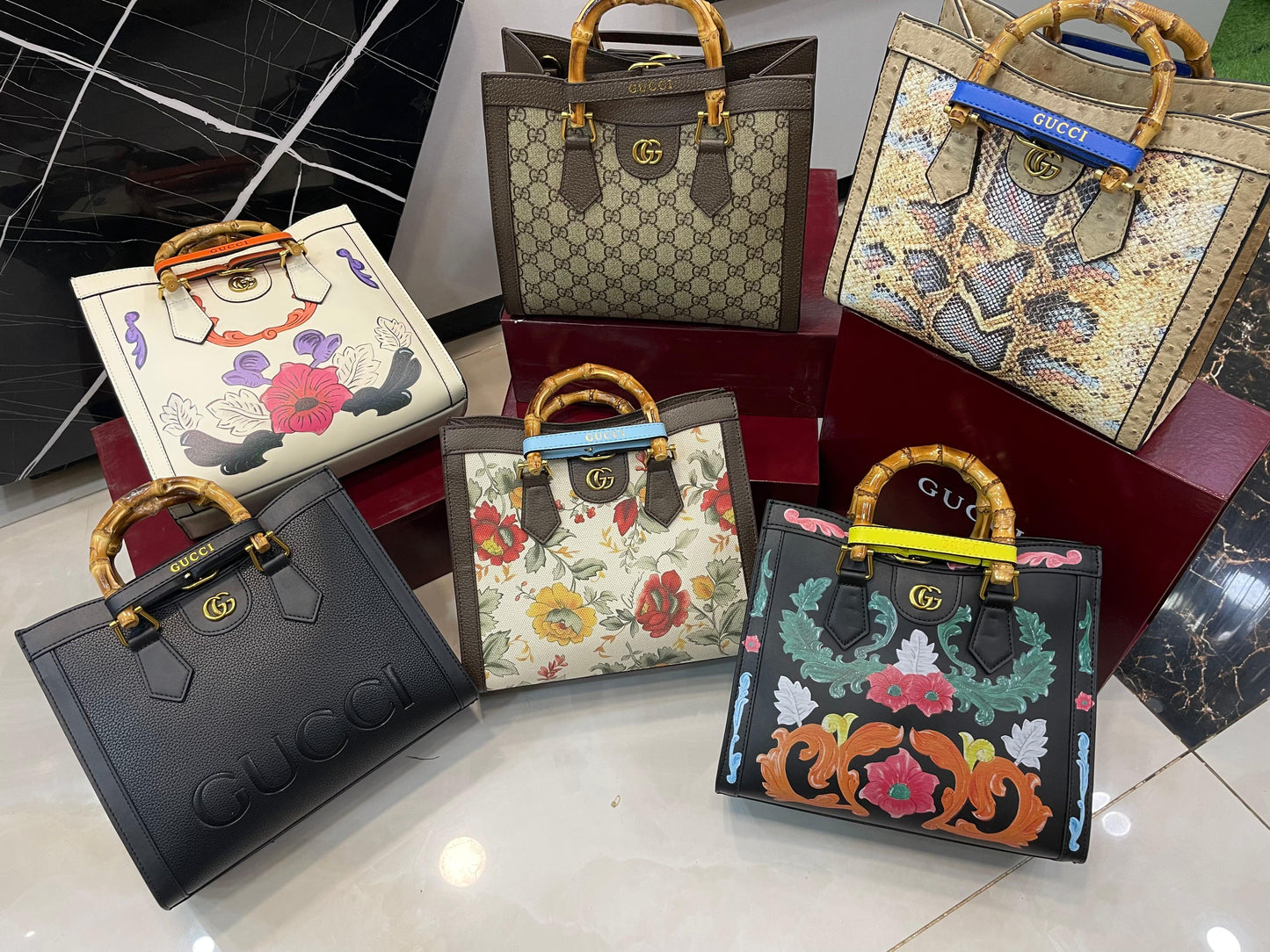 G-U-C-C-I Luxury Bamboo Handle Series Women Bag – Master Quality | (Colorful-4)