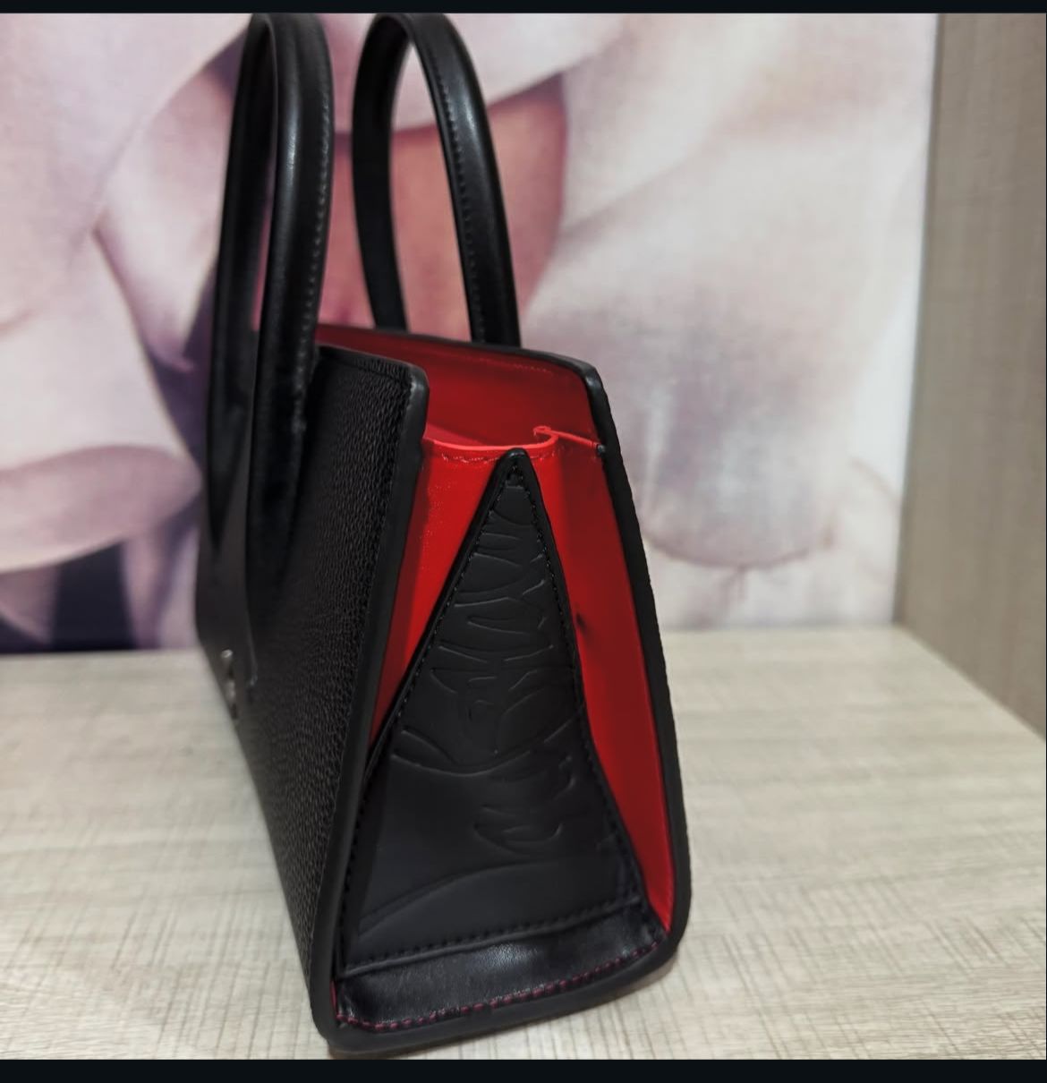 C-H-R-I-S-T-I-A-N L-O-U-B-O-U-T-I-N Handbag with Long Belt – Elegant Women Bag (Black-2)