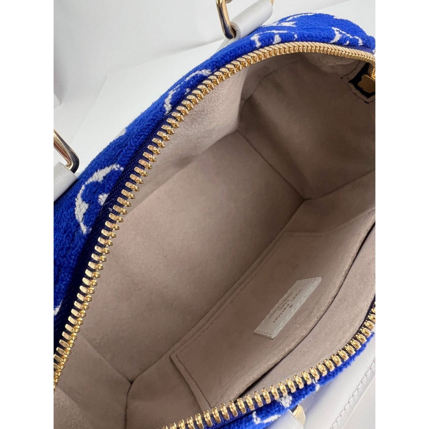 Louis Vuitton Blue Jacquard Velvet Speedy 20 Bandouliere Bag