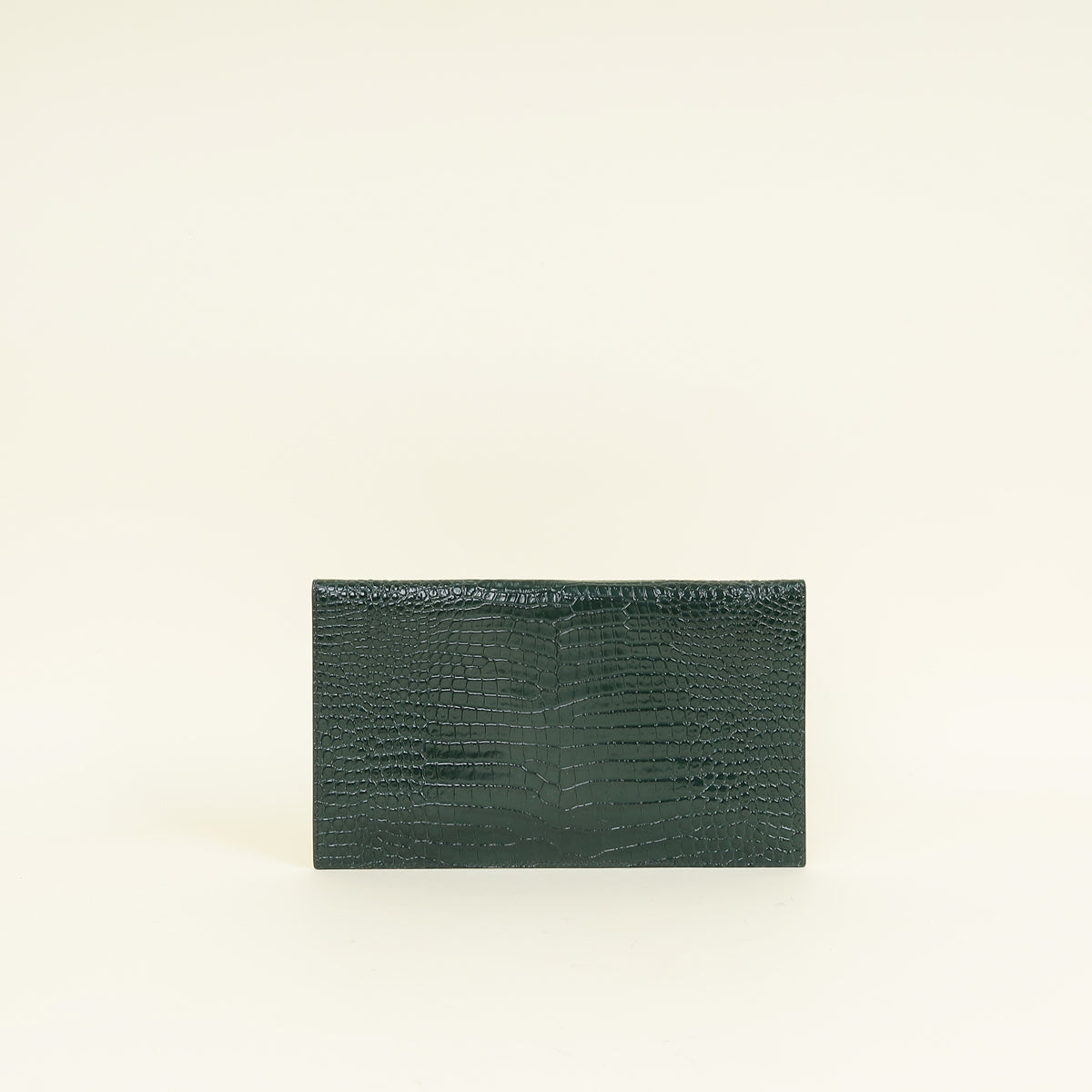 YSL Mint Green Uptown Croco Embossed Pouch