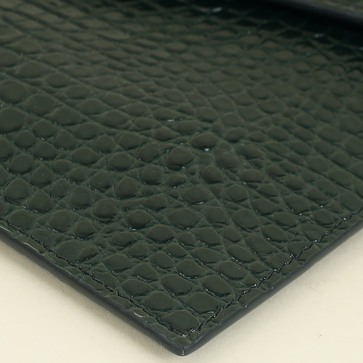 YSL Mint Green Uptown Croco Embossed Pouch