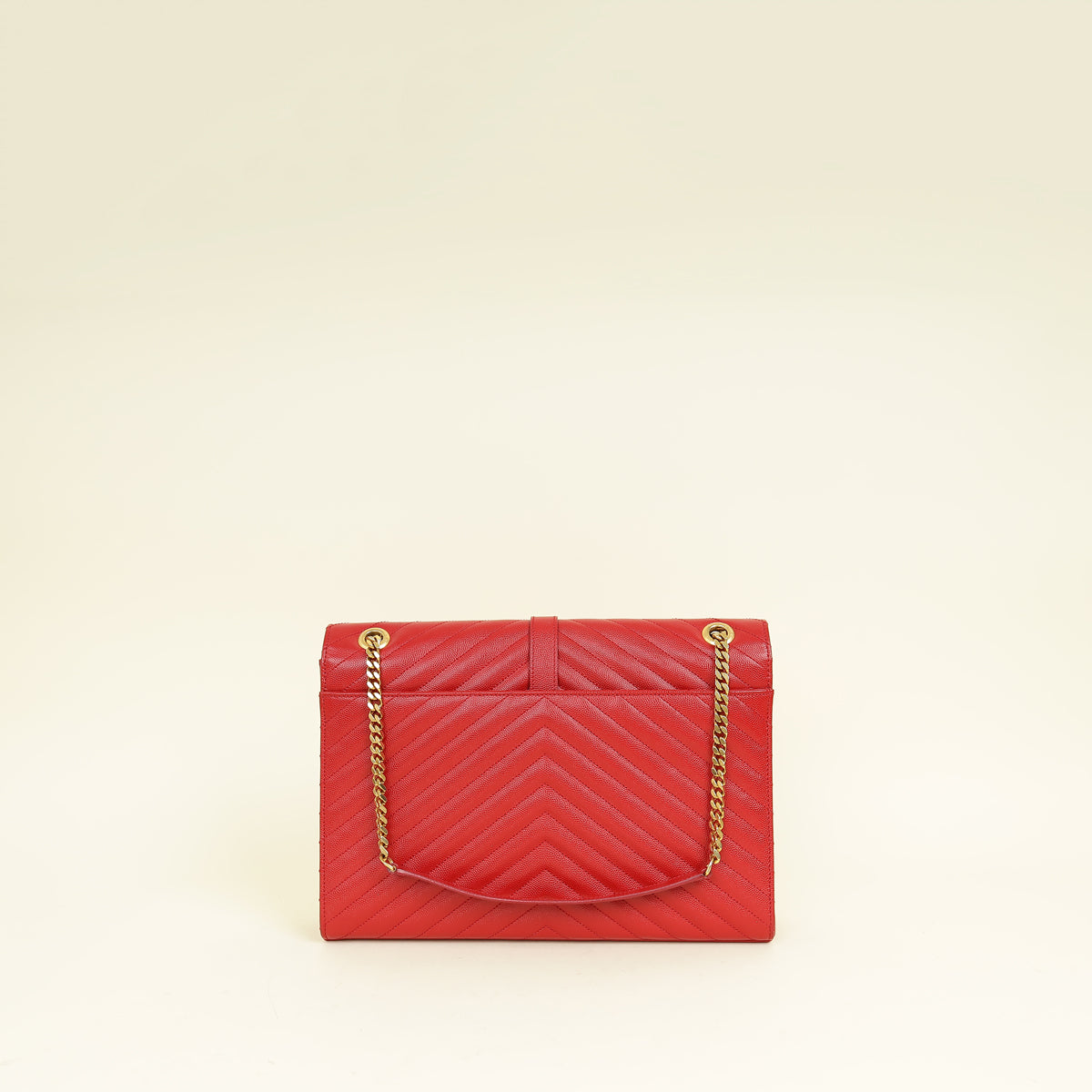 YSL Red Monogram Envelope Satchel Large Bag
