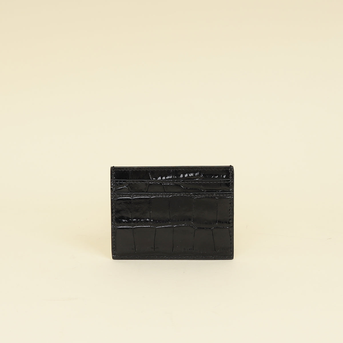 YSL Black Croco Embossed Cassandre Card Case