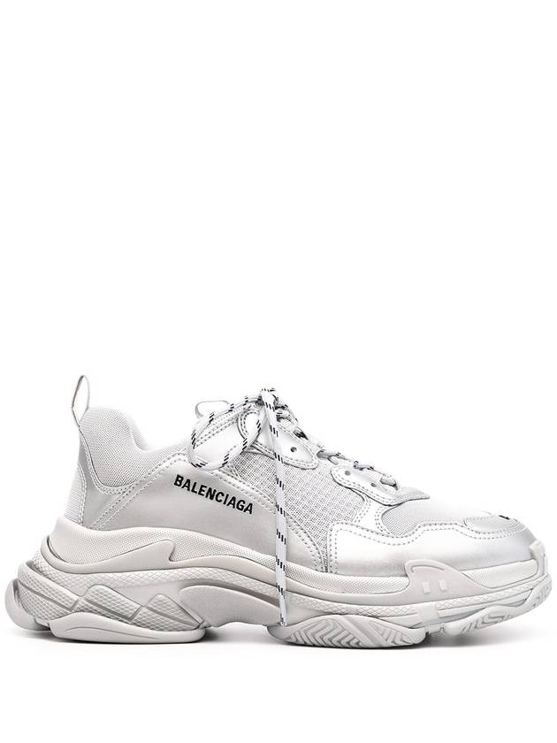 Luxury Balenciaga Trending 2025 Triple S Low Top Sneakers Silver Metallic