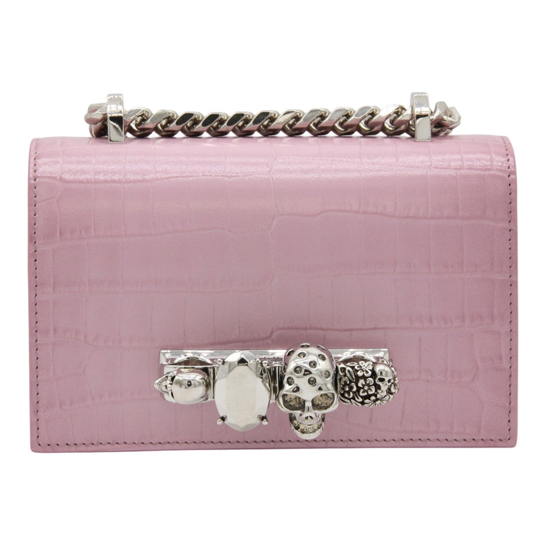 Alexander Mcqueen Textured Crocodile Pattern Bag With Decorative Clasp