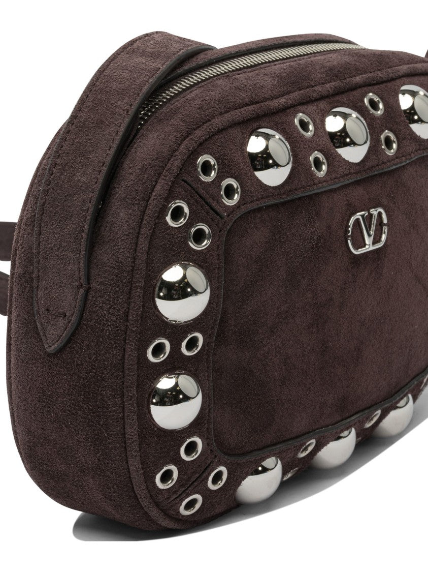 Valentino Garavani Brown Suede Crossbody Bag