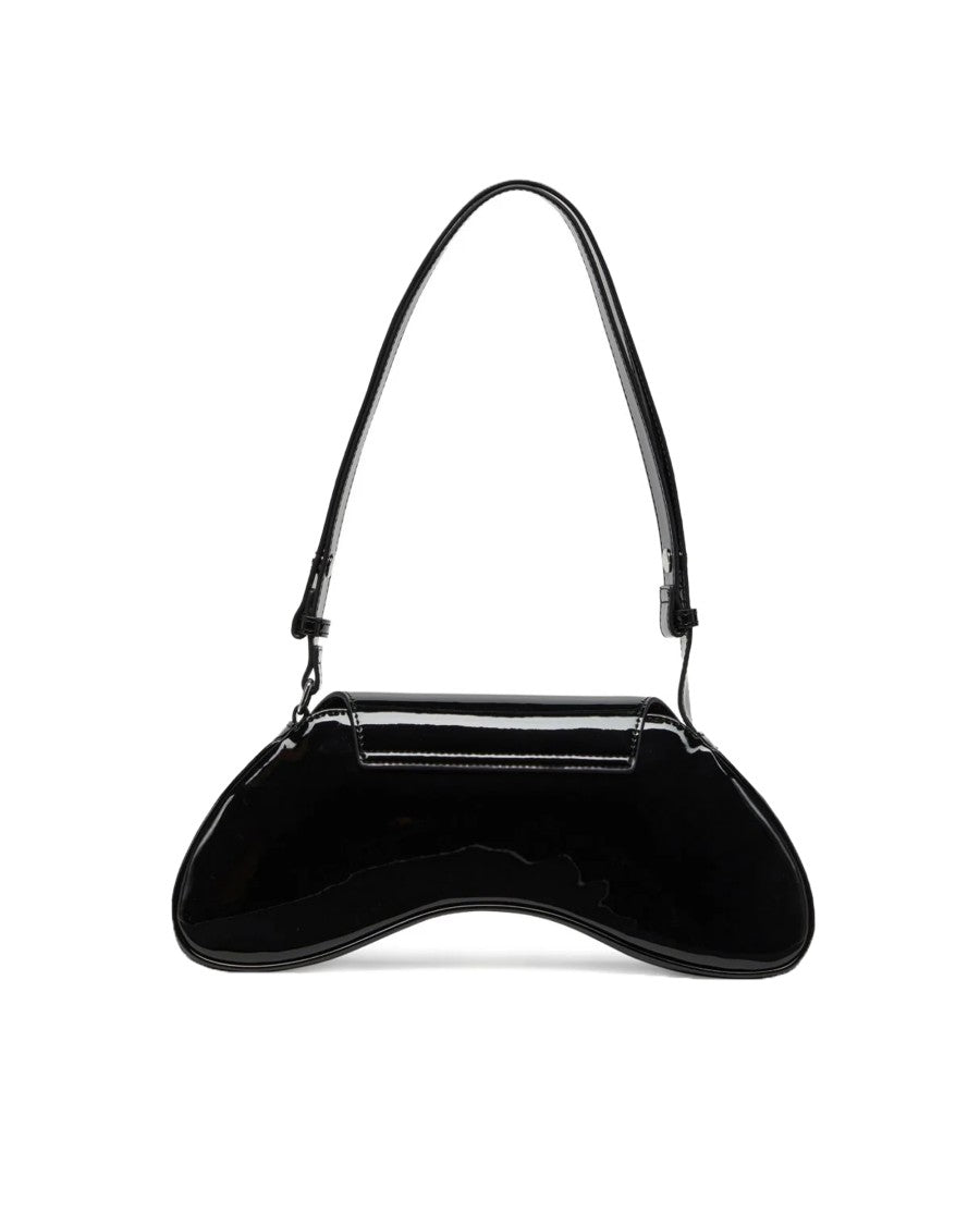 Diesel Ultra-Glossy Crossbody Shoulder Bag With Flap Closure