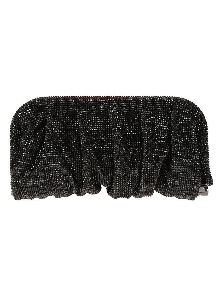Benedetta Bruzziches Textured Jet Black Clutch Bag